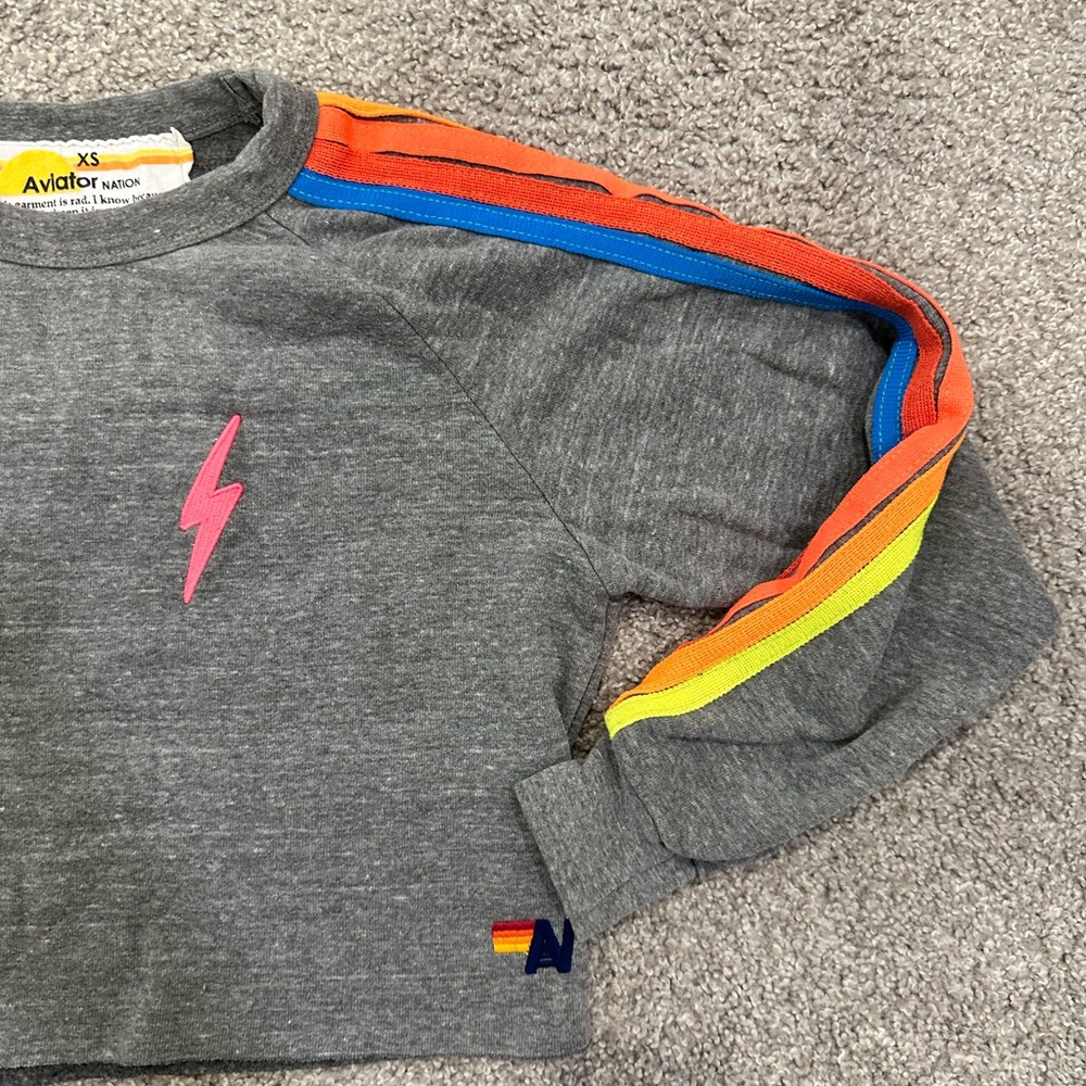 Aviator Nation Crop Crewneck Sweatshirt - Picture 2 of 5
